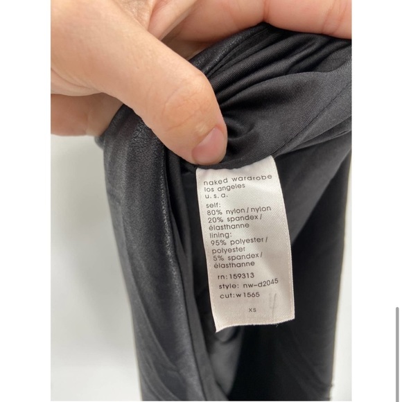 Naked Wardrobe Black Vegan Leather Crossover keyhole Dress XS - Picture 7 of 7